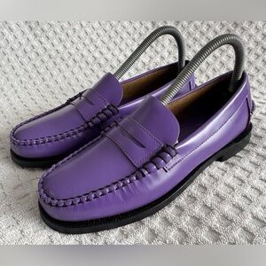 Sebago Women's Classic Dan Pigment Leather Penny Loafers Purple Violet Size 8.5
